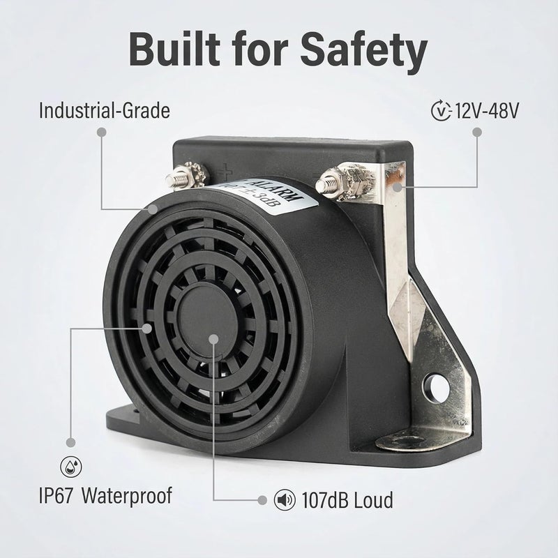LINGYAO ​​ Backup Alarm for Truck 12V-48V DC Waterproof Heavy Duty 107dB Reverse Warning Beeper for Commercial Vehicles Semi Trucks – Industrial Grade Safety Alert - Image 3